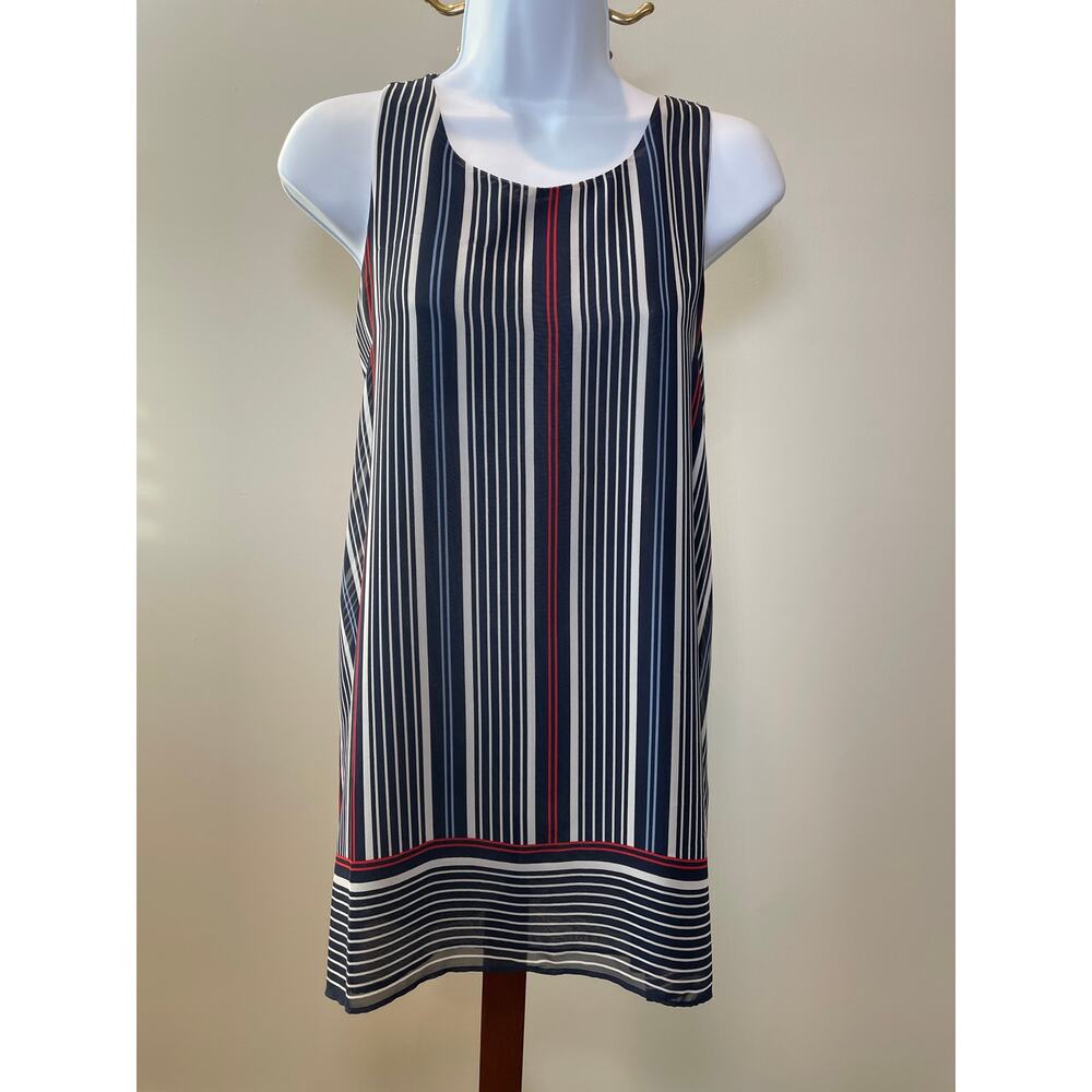 Max Edition Women’s Large Sleeveless Striped Top Navy White Red NWOT
